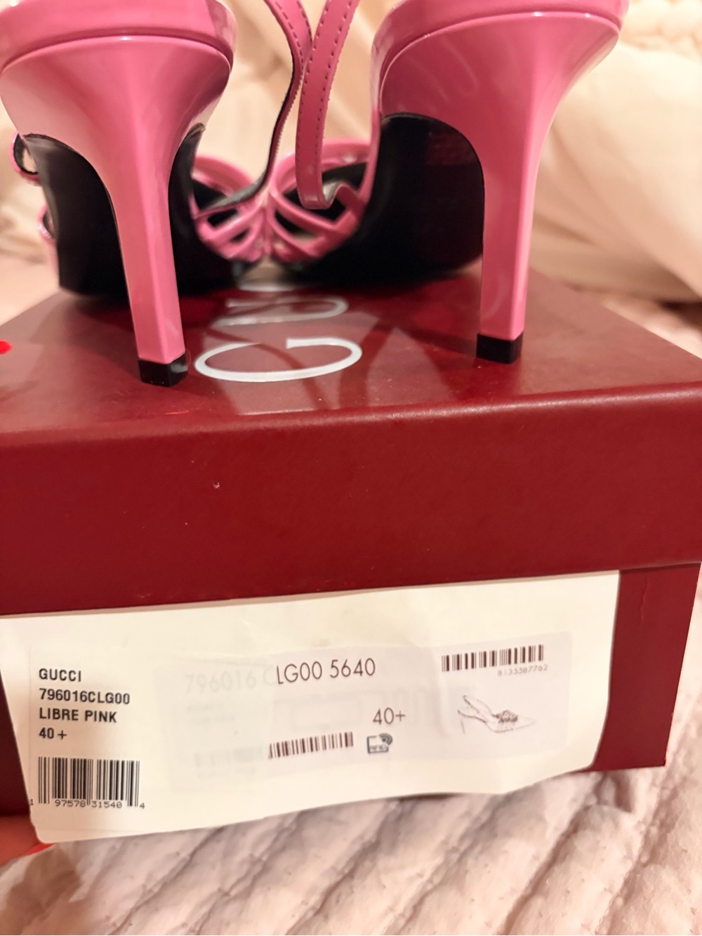 Gucci Pink Patent Leather Multi-Strap Pointed Slingback Heels - Picture 4 of 5